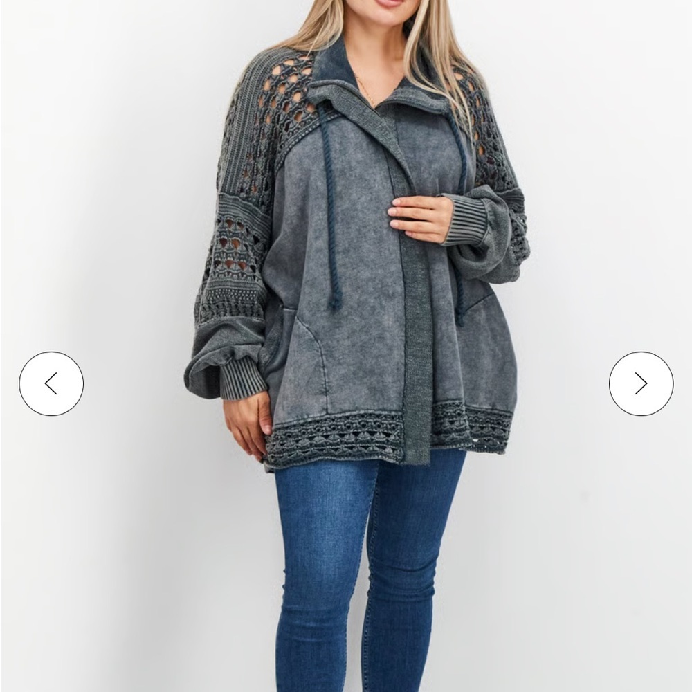 Free People Dune Bug Crochet Zip Up Jacket Size XS EUC